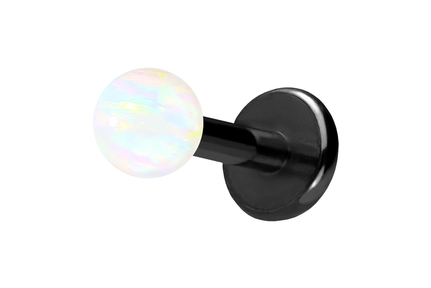 Titan Labret Piercing mit Push Fit SYNTHETISCHER OPAL